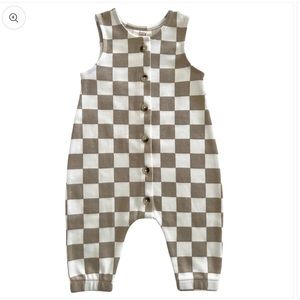 3-6M SpearmintLOVE SIIX checkerboard romper and matching bow